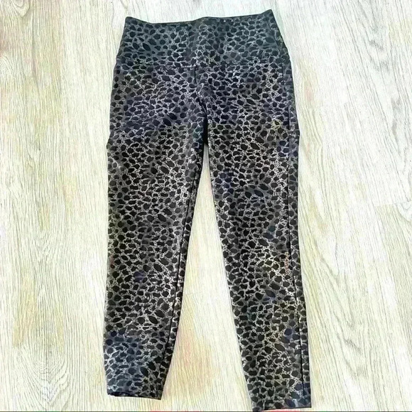 LUXE  SLIM GOLD ANIMAL PRINT LEGGINS SIZE SMALL - Picture 1 of 7